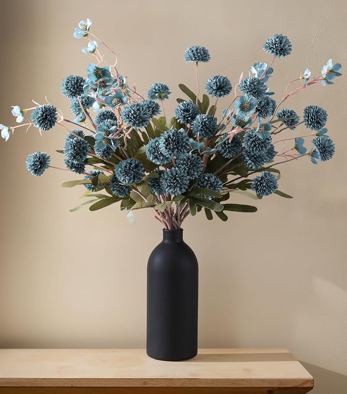 HyeFlora Fake Kiku Flowers, Faux Silk Pompon Mums Artificial Flowers, - Image 9