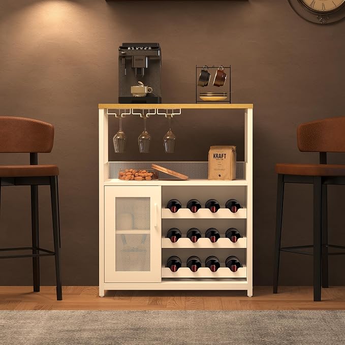 Jojoka LED Lighted 3-Tier Wine Bar Cabinet, Freestanding Sideboard Buffet - Image 7
