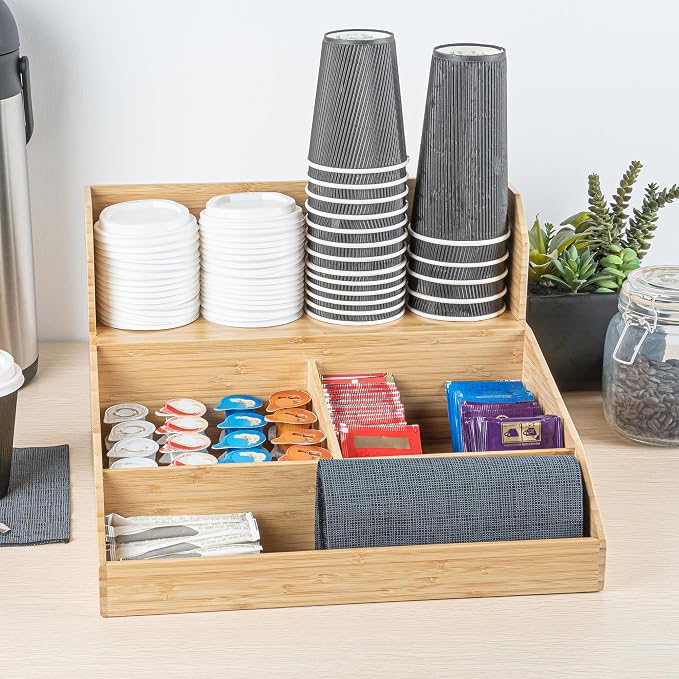 Restaurantware Coffee Cup Organizer 15 x 14.25 x 9.25 Inch Multipurpose Bamboo - Image 3