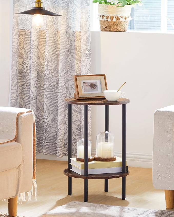 CHOEZON Side Table Set of 2, 2-Tier Round End Table, Small Nightstand - Image 2
