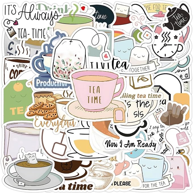 50pcs Aesthetic Tea Time Stickers by Unknown