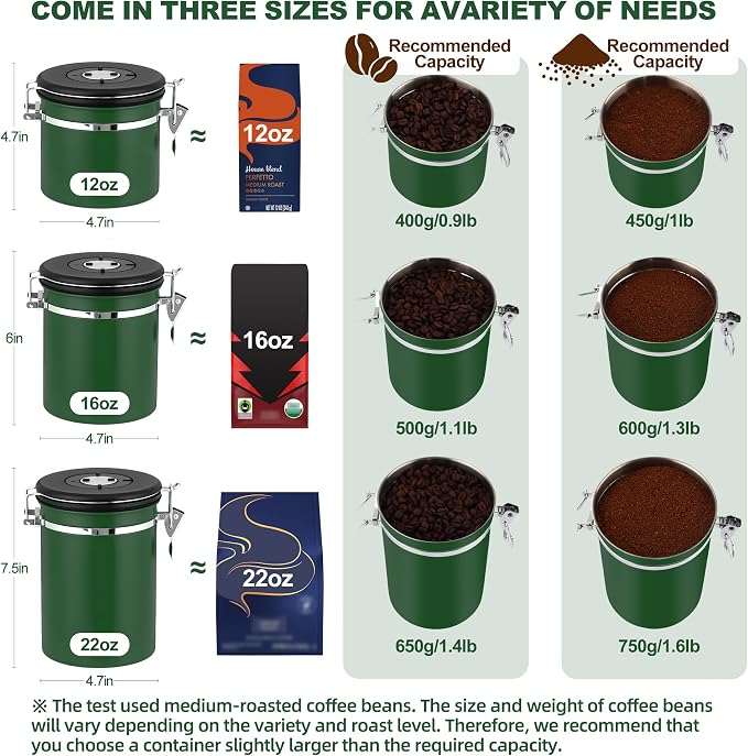 ShanSon Coffee Canister Airtight, Stainless Steel Bean Storage Container - Image 3