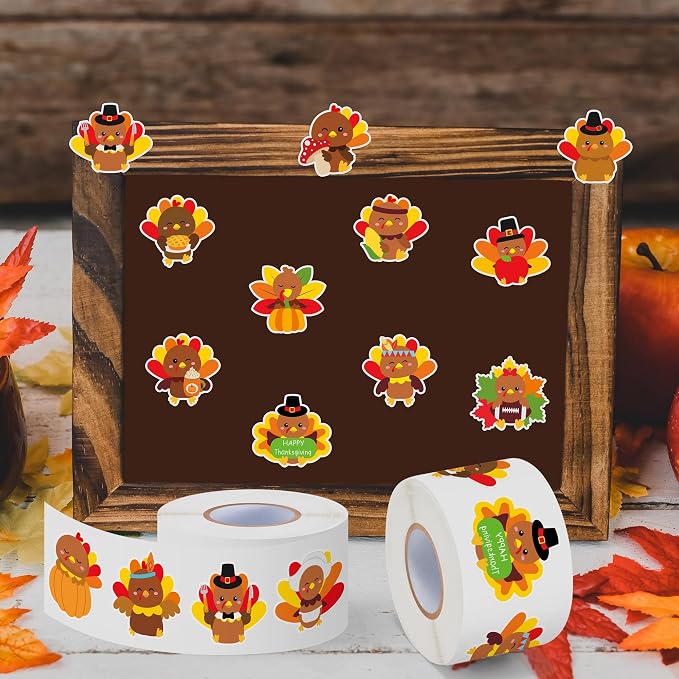 Haooryx Thanksgiving Turkey Sticker Roll - Image 7