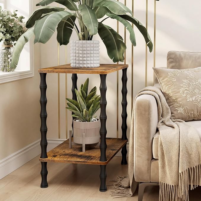 Vintage Small Side Table, 21.9 Inch Living Room End Table, 2-Tier Coffee Table - Image 7