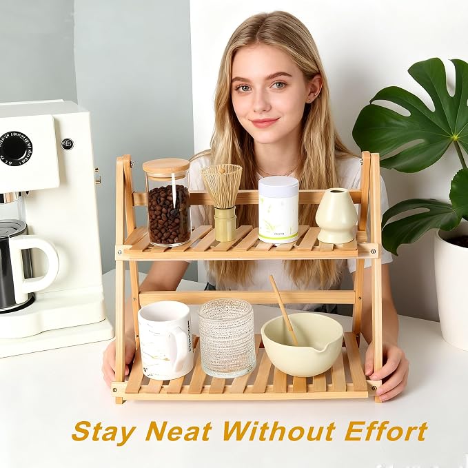 Matcha Station Organizer, Bamboo Coffee Station Organizer & Tea Accessories - Image 4
