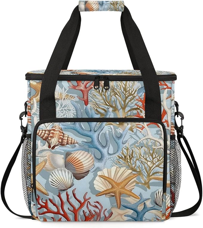 Nautical Coastal Coffee Maker Carring Bag, Large Insulated Storage Organizer by Home