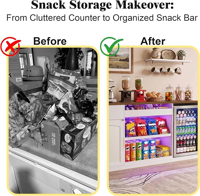 GDLF Snack Bar Cabinet with Fridge Space, 70.1" Snack Organizer with Storage - Image 7