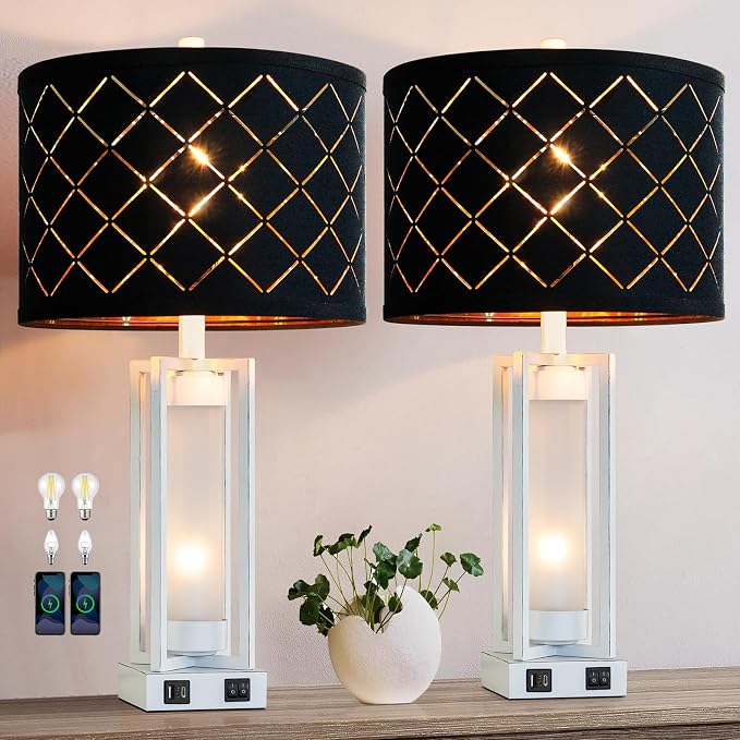 25" Set of 2 Farmhouse Table Lamps - Image 7