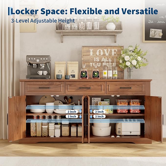 Garvee 66" Modern Farmhouse Sideboard Buffet Cabinet - Image 5