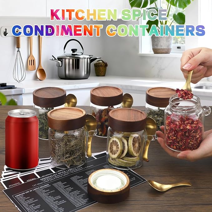10 oz Glass Jars Set of 2, Spice Jar Round Storage Canister - Image 4