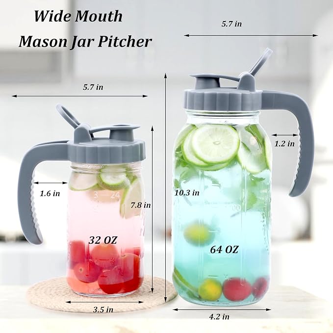Mason Jar Pitcher 32 OZ Glass Pitcher - Image 6