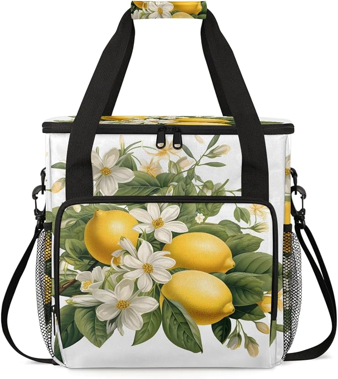 Lemon Flower Coffee Maker Carring Bag, Large Insulated Storage Organizer Case by Home