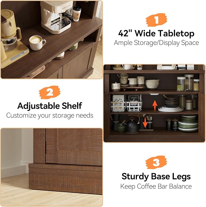 Takywep Tall Coffee Bar Cabinet - Image 3