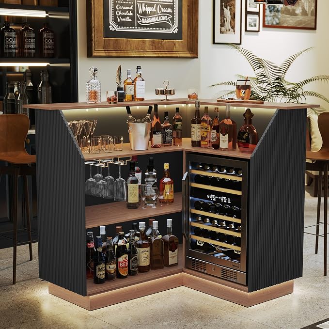 ARTPOWER L Shaped Home Bar Cabinet by PowerofArtBetterforLife