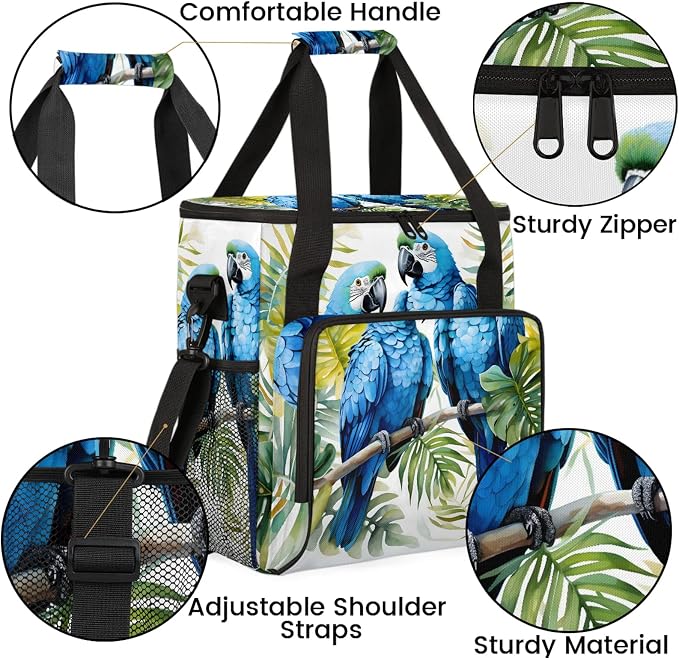 Tropical Parrot Coffee Maker Carring Bag, Large Insulated Storage Organizer - Image 6