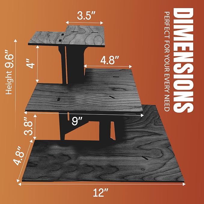 Torched 3-Tier Ebony Retail Table Display Corner Stand - Image 4