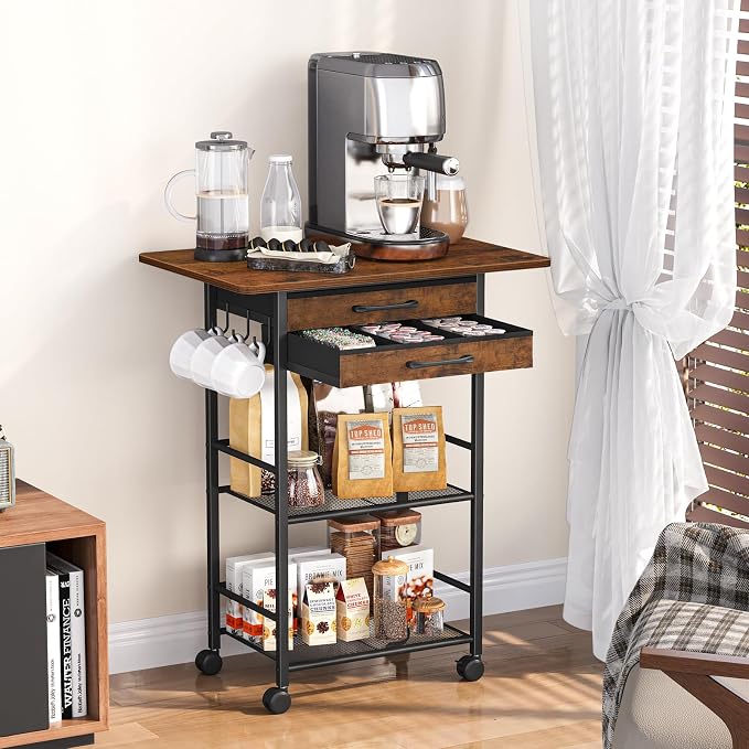 Snughome 5 Tier Rolling Coffee Cart - Image 3