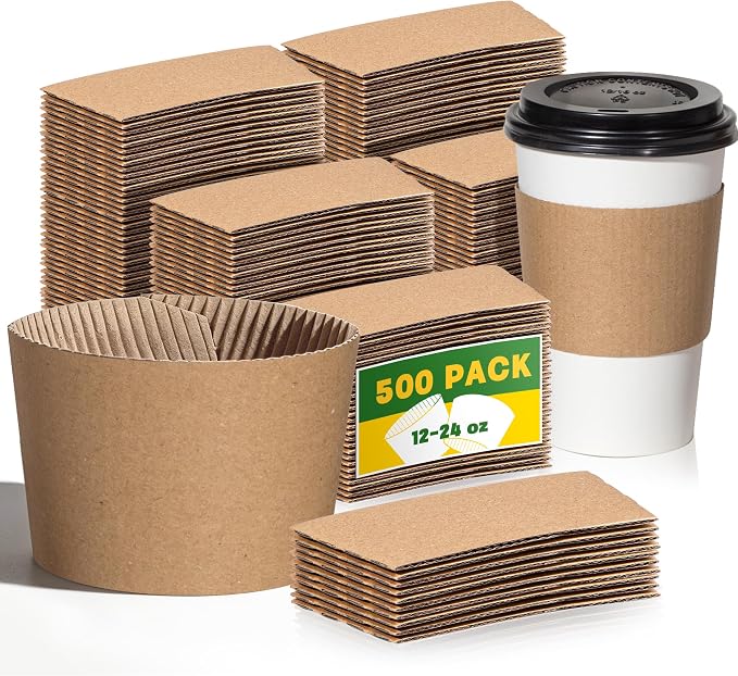 500 Pack Coffee Cup Sleeves for Hot & Cold Drinks | Extra Thick Disposable by Unknown