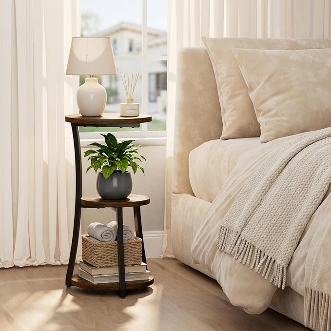 Small Side Table, 3-Tier Round End Table - Image 8