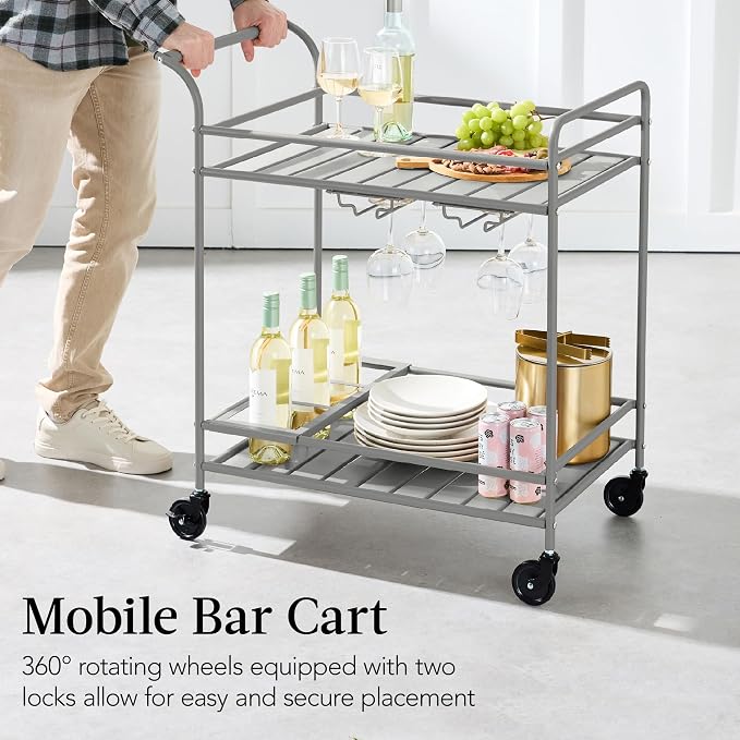 Best Choice Products Rolling Bar Cart, Mobile Home Bar Serving Cart, Serving - Image 5