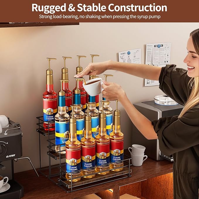 Nuovoware Coffee Syrup Organizer, 3-Tier 12 Bottles Bar Organizer, Separable - Image 5