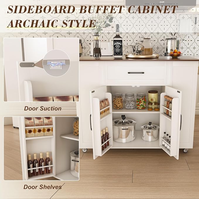 46" Kitchen Island on Wheels - Image 4