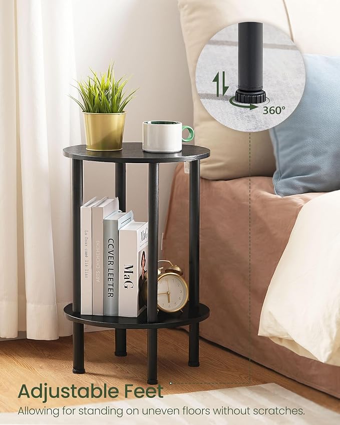 CHOEZON Round Side Table, 2-Tier End Table, Small Round Nightstand - Image 4
