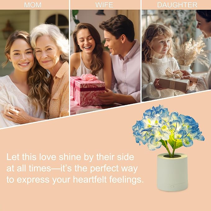 WSYEAR Blue Artificial Hydrangea LED Flower Lamp -Christmas Birthday Gifts - Image 4
