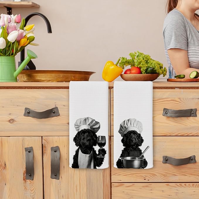 Funny Chef Goldendoodle Kitchen Towels Set of 2, Dog Mom Lovers Owner Gifts - Image 4