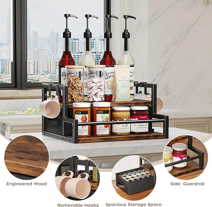 Homeiju Coffee Syrup Organizer Rack, 2-Tier Coffee Bar Accessories, Bottle - Image 5