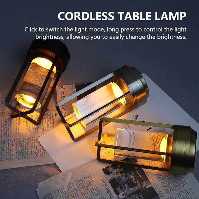 Small Gold Portable Metal Table Lamp, Rechargeable Outdoor Table Lamp Cordless - Image 2