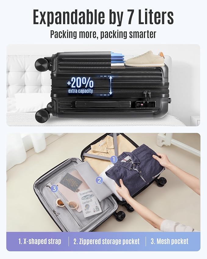 LIGHT FLIGHT Carry On Luggage 22x14x9 Airline Approved, Hard Shell - Image 7