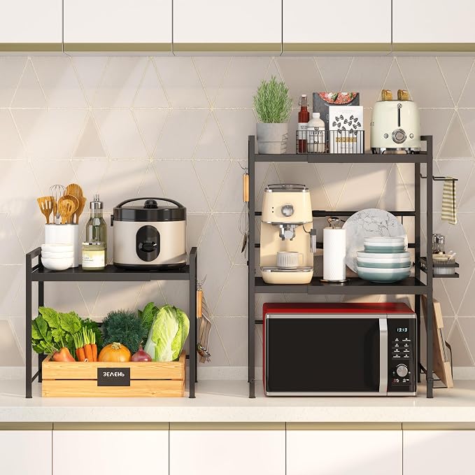 DOLALIKE Microwave Oven Rack, Expandable Microwave Stand Countertop Kitchen - Image 2
