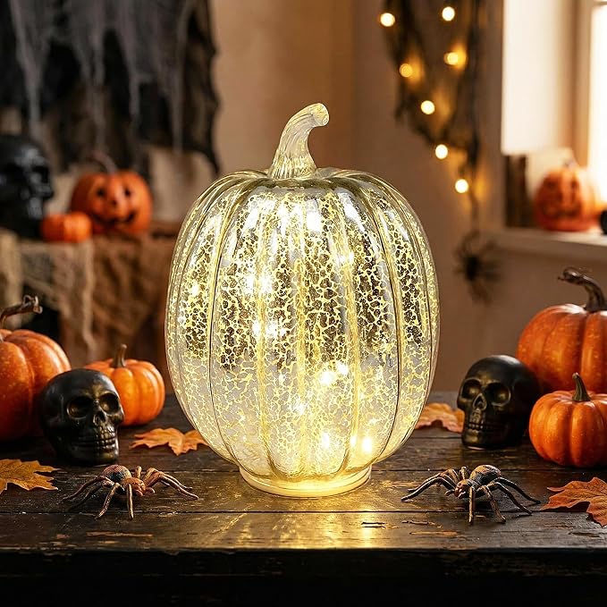 Mercury Glass Pumpkin Light - Image 7