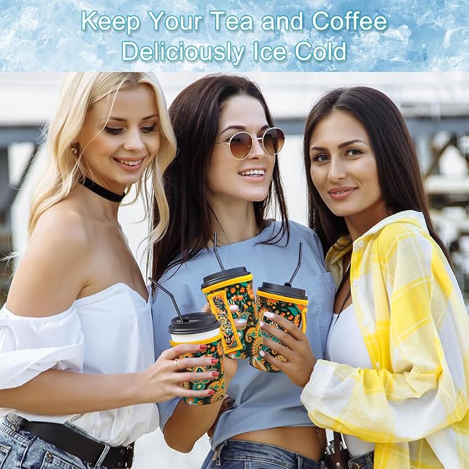 3Pk Reusable Coffee Sleeves, Floral Print Fits 16-32oz | iced coffee sleeve - Image 6