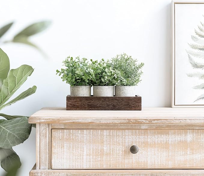 Dahey 3 Pack Mini Potted Artificial Eucalyptus Fake Plants - Image 3