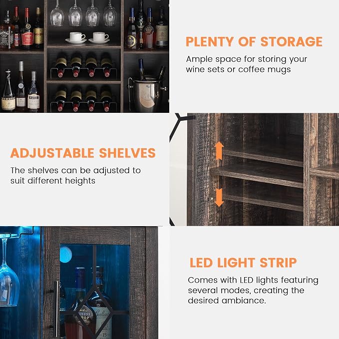GarveeHome Wine Bar Cabinet - Image 3