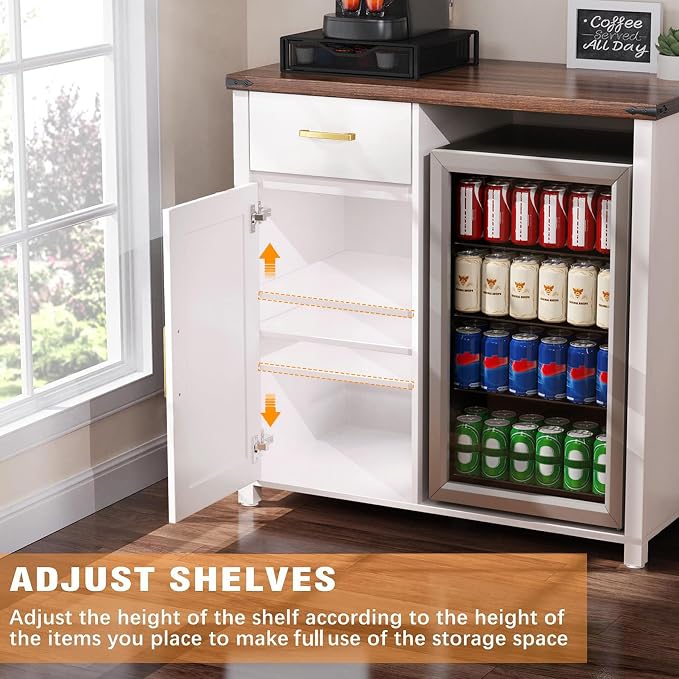 GDLF Coffee Bar with Mini Fridge Space, Mini Fridge Cabinet Stand，Liquor Wine - Image 5