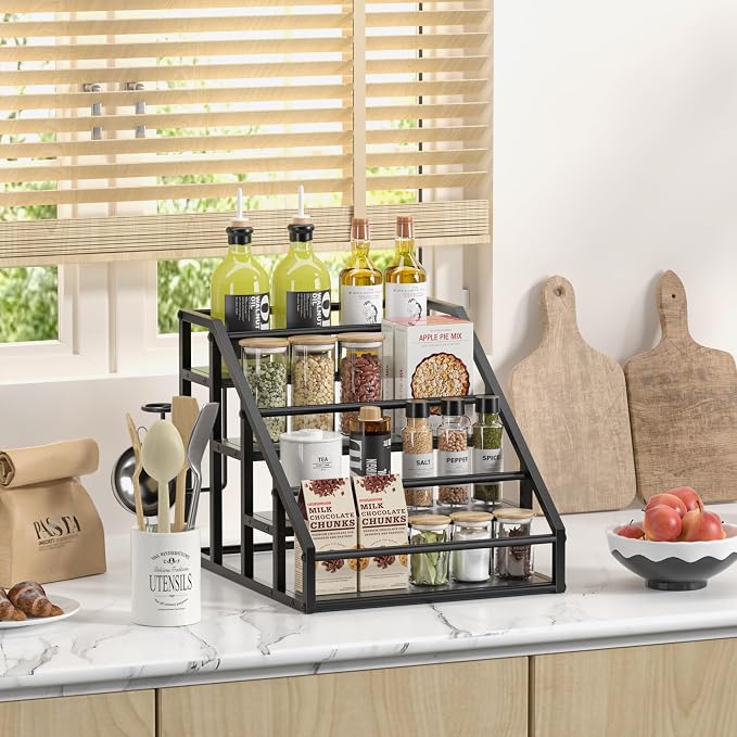 Coffee Syrup Rack Organizer, 4 Tier Countertop Storage Shelves, Kitchen Storage - Image 9