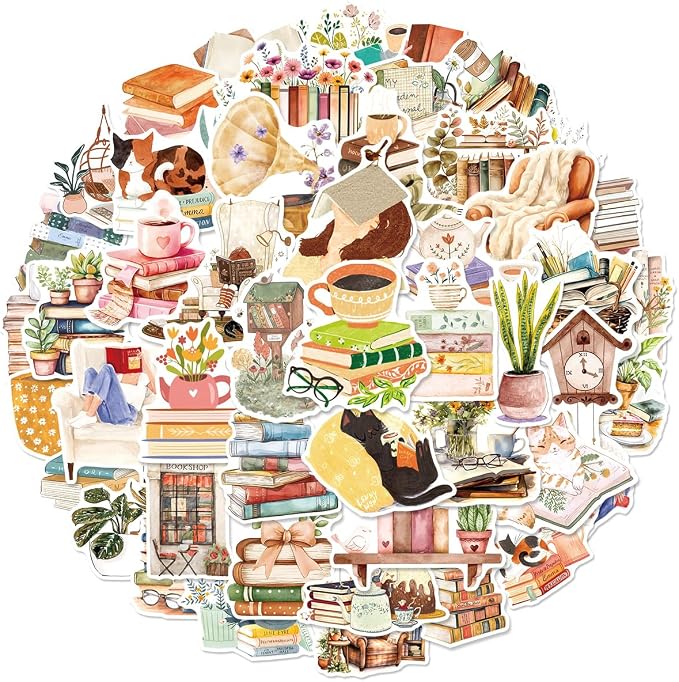 50pcs Realistic Bookish Stickers by Unknown