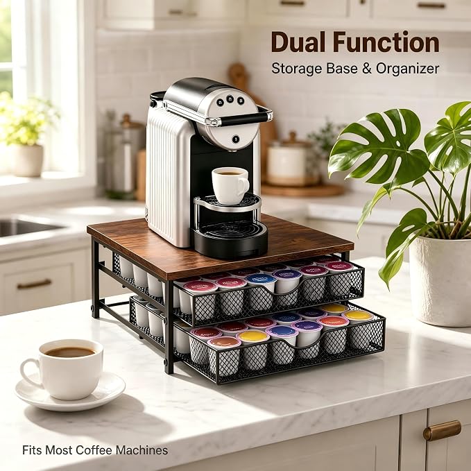 Coffee Pod Organizer 2 Tier Coffee Pod Drawer Holder 72 Capacity K Cup Coffee - Image 7