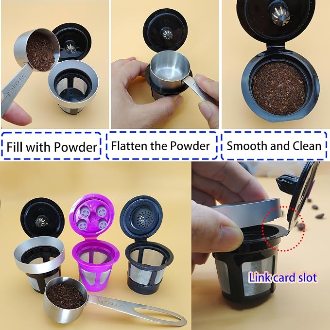Reusable K Cup Refill Kit, 304 Stainless Steel 30ML Coffee Scoop & Aluminum - Image 3