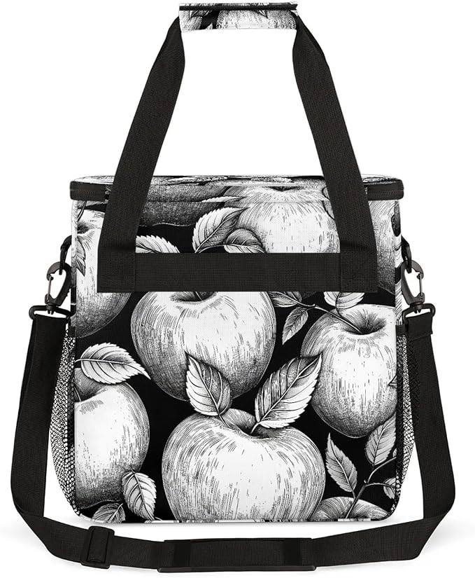 Black And White Apples Coffee Maker Carring Bag, Large Insulated Storage - Image 5