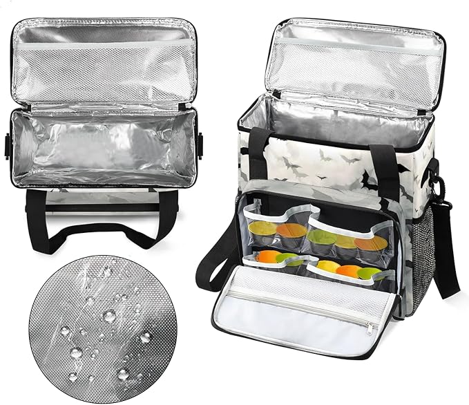 Black Bat Coffee Maker Carring Bag, Large Insulated Storage Organizer Case Tote - Image 3