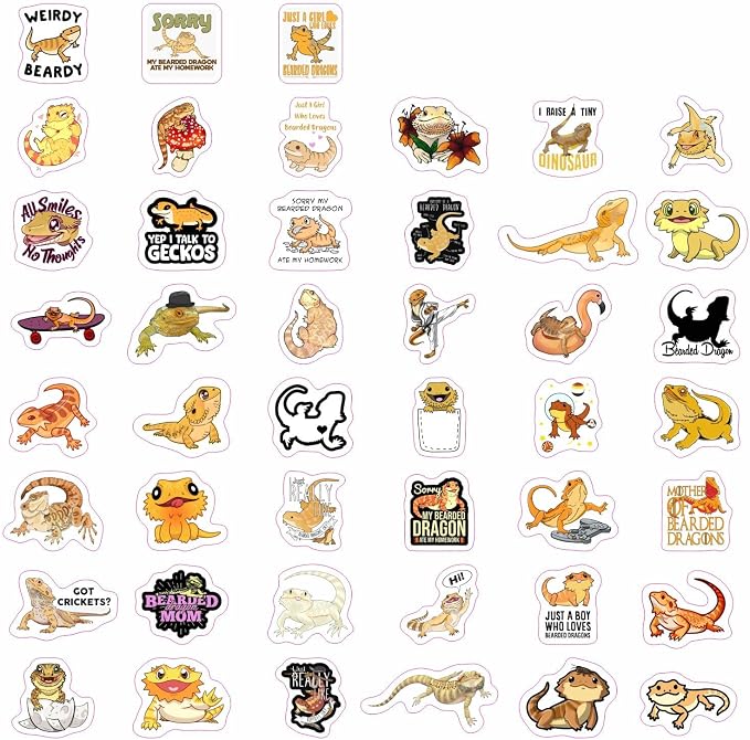 100Pcs Cute Bearded Dragon Stickers - Image 4