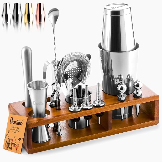 Barillio Bartender Kit – 23-Piece Stainless-Steel Cocktail Shaker Set by Barillio