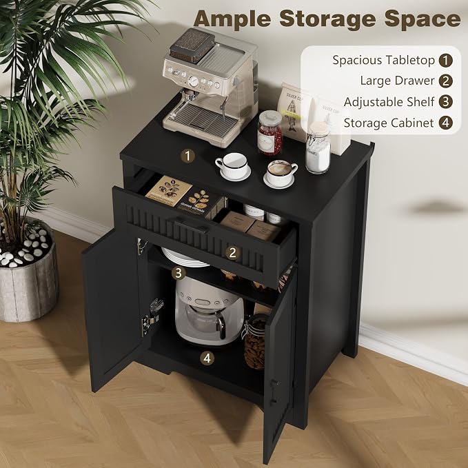 Buffet Cabinet with Storage Drawer, Farmhouse Coffee Bar Table with Storage - Image 5
