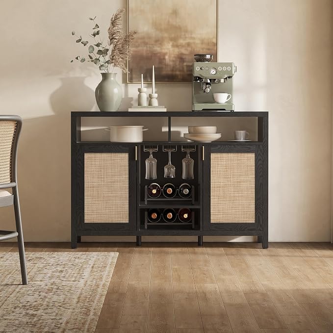 SICOTAS Rattan Coffee Bar Cabinet - Image 4