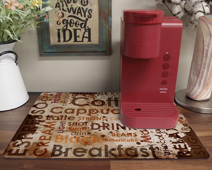 Coffee Maker Mat for Countertop – Absorbent, Non-Slip Coffee Bar Mat, Protects - Image 3