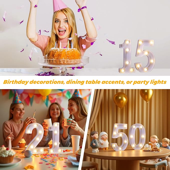 26th Birthday Decoration Light Up Letters, Battery Powered LED Numbers Marquee - Image 5